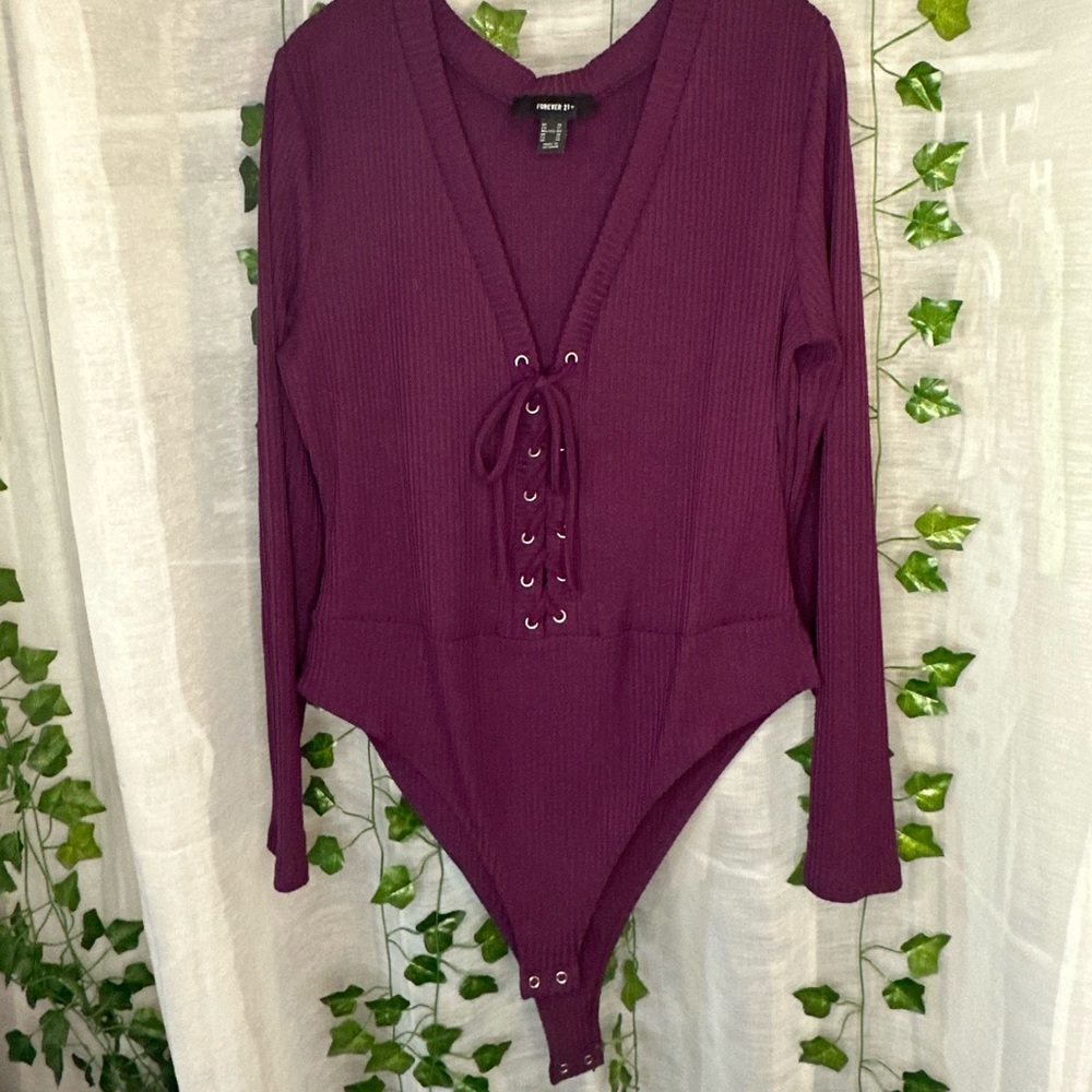 Purple lace up body suit